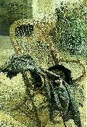 Carl Larsson korgstol med kladesplagg oil painting on canvas